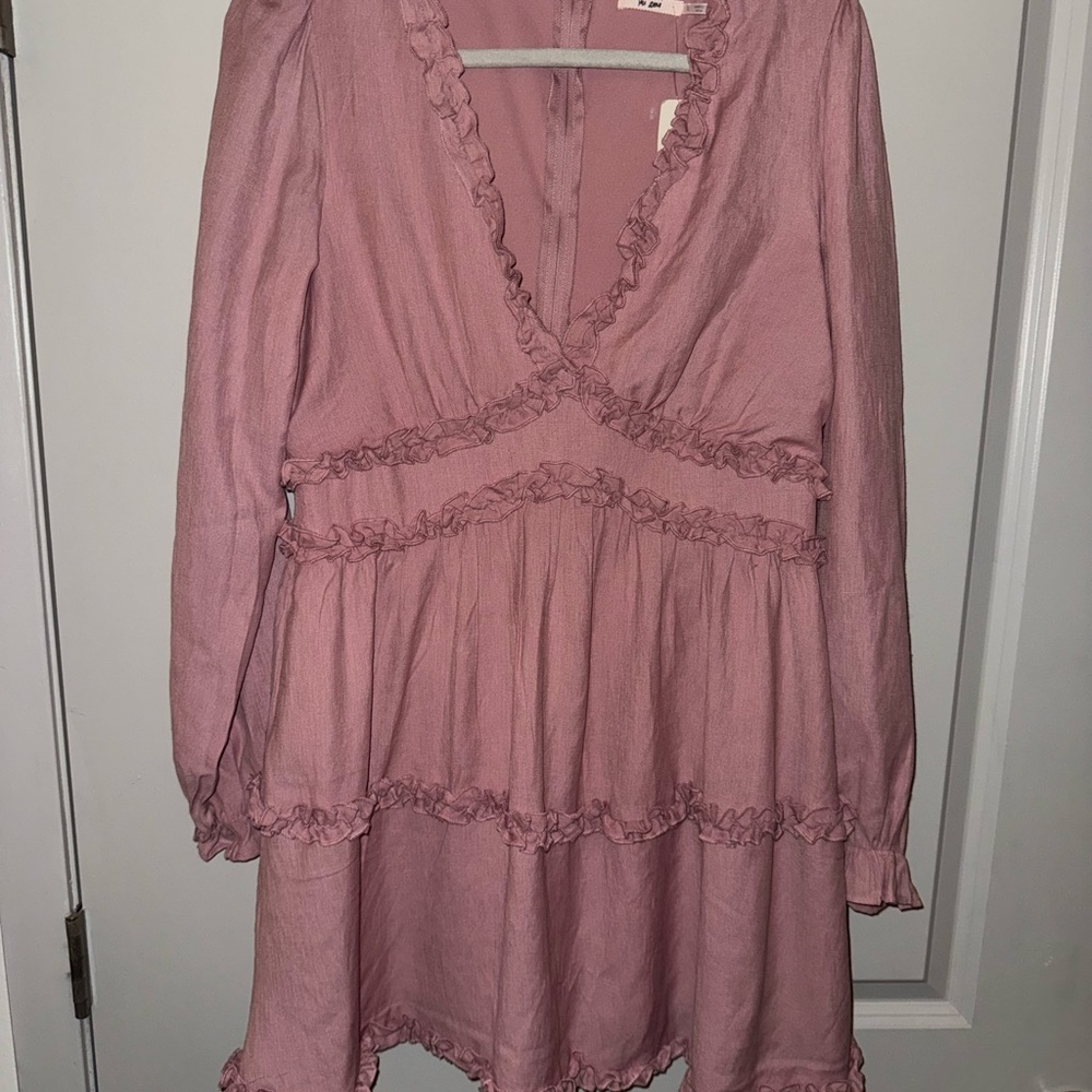 Francesca's Collections Dusty Pink Ruffle Dress